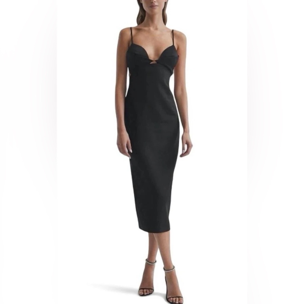 Elegant Reiss Rochelle Black Midi Dress